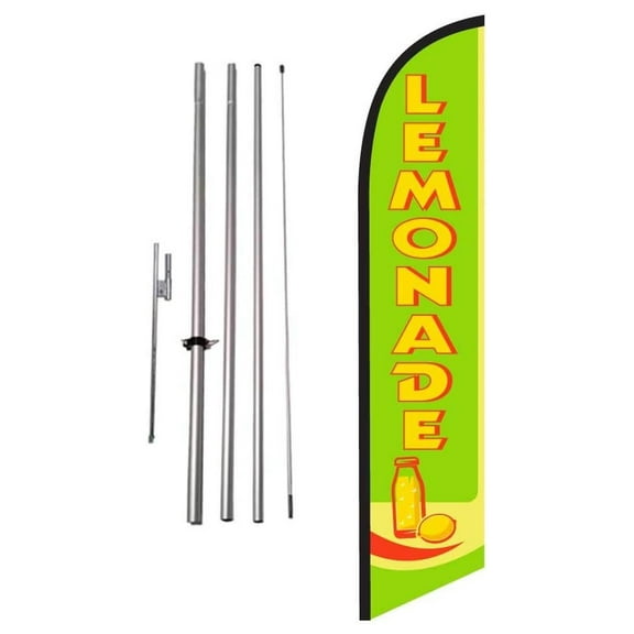 Lemonade Advertising Banner Swooper Flag Sign with Flag Pole Kit and Ground Stake