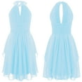thumbnail image 3 of iiniim Kids Flower Girls Ruched Chiffon Junior Bridesmaid Dress Halter Neck Beaded Wedding Party 6-16, 3 of 7