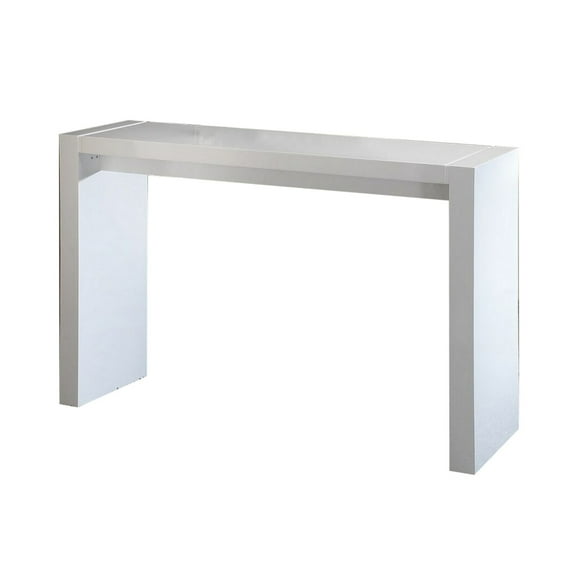 Joey 60 Inch Modern Bar Table, Lacquered White Finish, Composite Wood Frame, Saltoro Sherpi