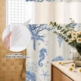 thumbnail image 3 of No Hook Shower Curtain, Blue Coastal Starfish Shower Curtains for Bathroom with See Through Top Window, Beach Ocean Nautical Shells Conch Waterproof & Washable Bath Curtain 60"x72", 3 of 9