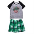thumbnail image 3 of Yufatyle Christmas Family Pajamas 2024, New Style Short Sleeve + Plaid Green Shorts Sleepwear for Kid Size 2-10 Years, 3 of 4