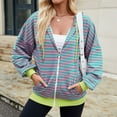 thumbnail image 5 of Womens Zip Up Hoodies Striped Fashion Sweatshirts Long Sleeve Jacket With Pockets 2024 Teen Girls Fashion Clothes Sweatcoat Zip up Sweatshirt Women Zipper Front Hoodies Hooded Sweatshirt Womens Hooded, 5 of 8