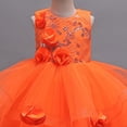 thumbnail image 4 of Gubotare Christmas Dress Toddler Tutu Long Chiffon Dresses Slit A-Line Ruffles Flower Girl Dresses for Wedding Girls Pageant Dress Size 8-9(Orange,8-9 Years), 4 of 4