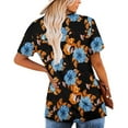 thumbnail image 4 of Pntutb Womens Plus Size Summer Tunic Round Neck Floral Print T-Shirts Short Sleeve Blouse Pleated Tops Clothes, 4 of 6