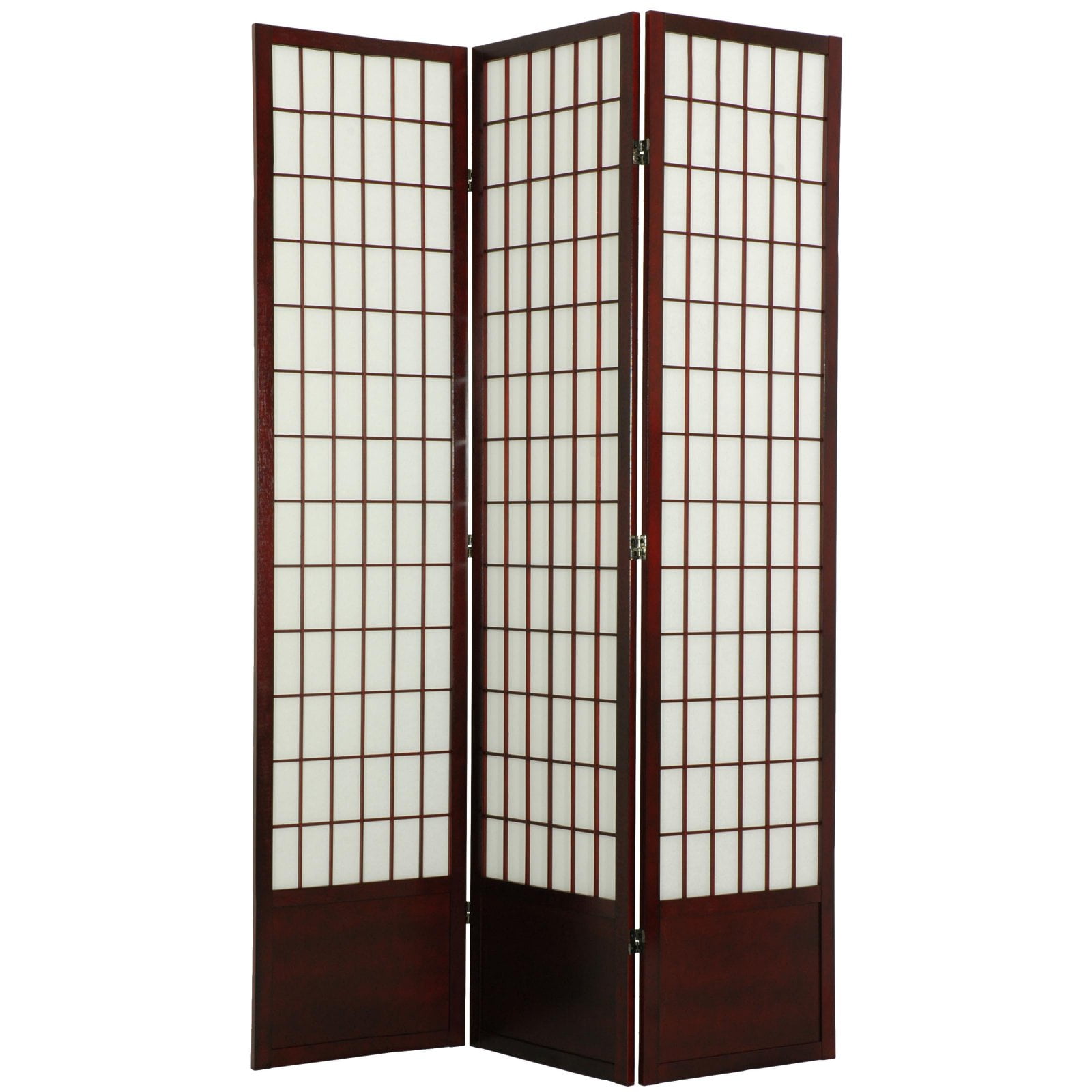 Oriental Furniture 7 Ft Tall Window Pane Shoji Screen, White, 4 panel