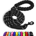 thumbnail image 1 of LAICAIW Rope Dog Leash 6 FT with Comfortable Padded Handle, Highly Reflective Threads Dog Leash for Large Dogs, 1/2 inch, Black, 1 of 7