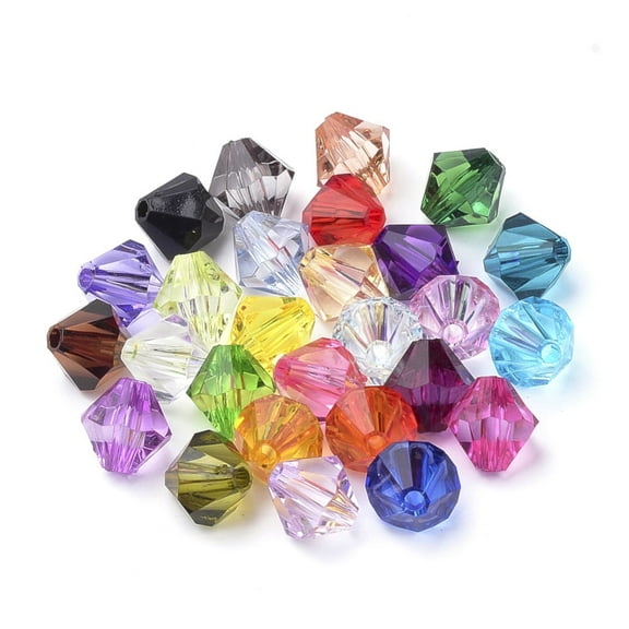 1000pc Transparent Acrylic Beads Bicone Mixed Color 4x4mm Hole: 1.5mm