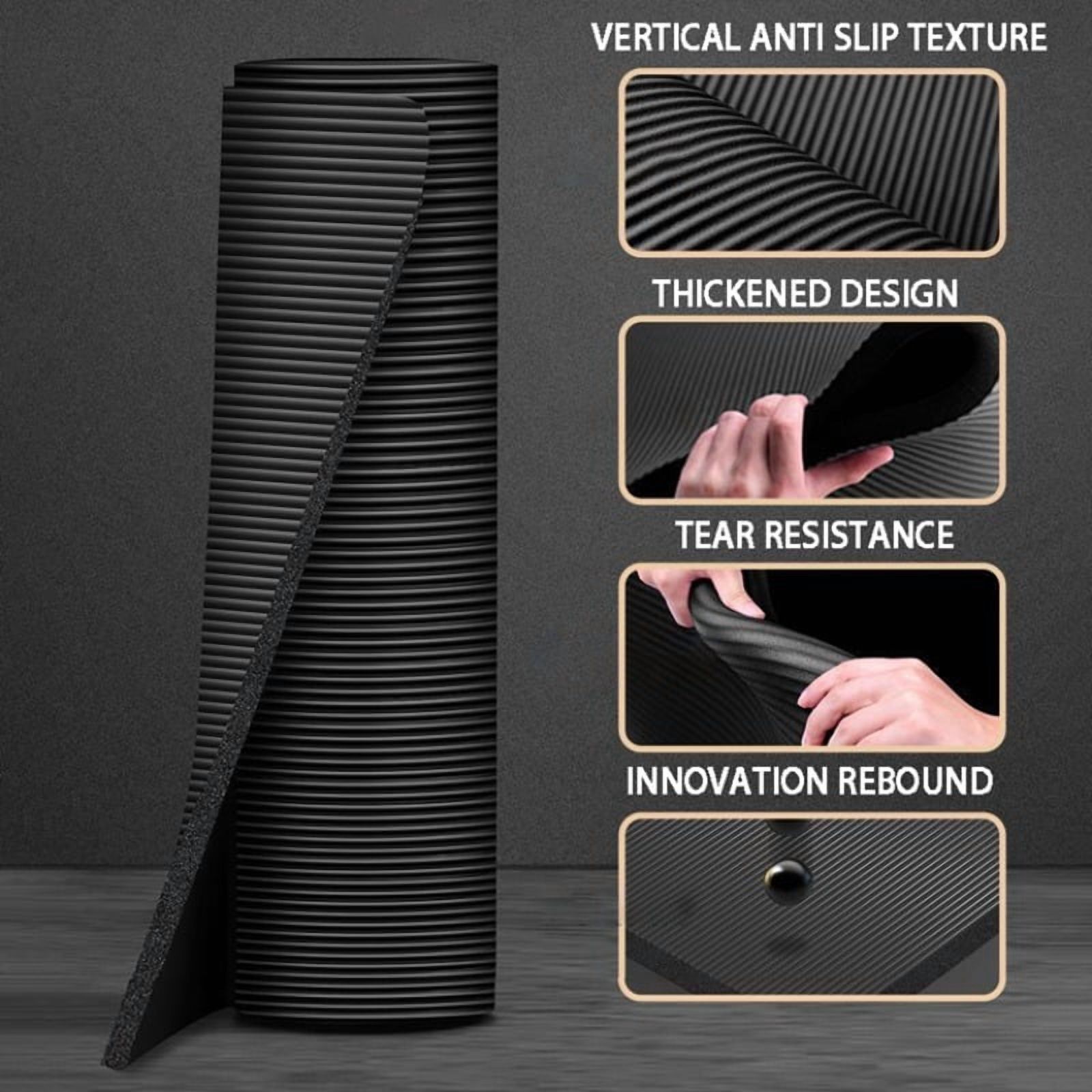Thickened high-density yoga mat with shoulder strap - tear resistant and non slip rubber, enhancing grip and comfort - suitable for fitness, training, and daily exercise
