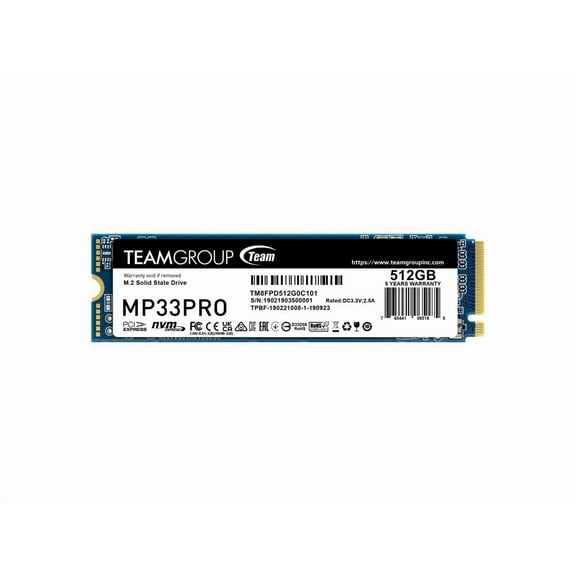 Team Group MP33 PRO M.2 2280 512GB PCIe 3.0 x4 with NVMe 1.3 3D NAND Internal Solid State Drive (SSD) TM8FPD512G0C101