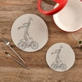 thumbnail image 2 of Funny Giraffe in Scarf on Bicycle Cartoon Character on White Pot Holders Trivets, 2 PCS Round Cotton Thread Weave Potholders for Kitchens Hot Pads Table Mats Coasters for Hot Dishes, 2 of 7