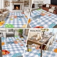 thumbnail image 5 of Spring Easter Area Rugs 8'x10', Washable Small Throw Rugs for Living Room Patio, Blue Plaid Bunny Colorful Eggs Floral Indoor Outdoor Rug Non-Slip Low Pile Carpet Runner Reversible Floor Mats, 5 of 8