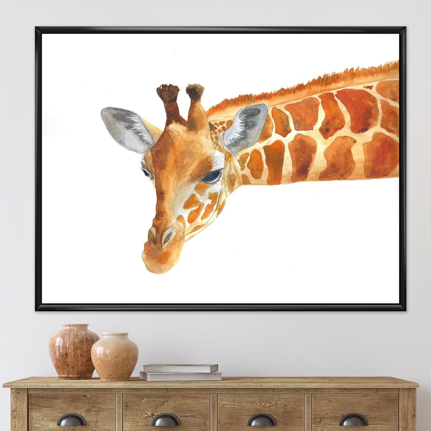 Designart Portrait of A Giraffe IX FLOAT FRAME WALL ART