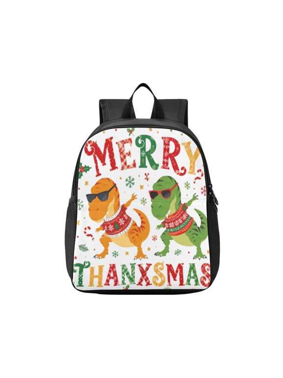 Toddler Backpack Dinosaur Christmas Meme Waterproof Lightweight Backpack Casual Mini Daypack for Daycare & Travel