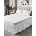 thumbnail image 4 of White Fur Patterned Wrap Around Bed Skirts for King Bed 16" Drop,Bed Skirt with Adjustable Elastic Belt Dust Ruffle Bed Valance for Bedroom Hotel Pure Solid Minimalist Modern Color Bed Frame Cover, 4 of 7