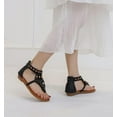 thumbnail image 2 of Women's Rhinestone Sandals Zipper Strappy Ankle High Flat Sandals Shoes, 2 of 4