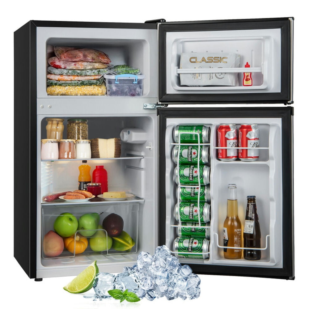 GVN Refrigerator Freezer, Fridge,3.2 Cu. Ft Compact Mini Fridge with 5 Temperature Settings