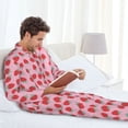 thumbnail image 6 of Salouo Hand Drawn Strawberry Print Button-Front Long Sleeve Pajama Set for Men, Soft 2Pjs Men's Long Sleeve Sleepwear-XX-Large, 6 of 7