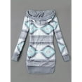 thumbnail image 3 of Womens Knitted Cardigan with Fleece Lining Long Sleeve Hooded Geometric Pattern Button Closure Cardigan, 3 of 3