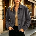 thumbnail image 4 of Luivaraty Suede Jacket Women Plus Size Laple Bomber Jacket Fashion Trendy Long Sleeve Button Up Outwear Jeckets, S-3XL, 4 of 7