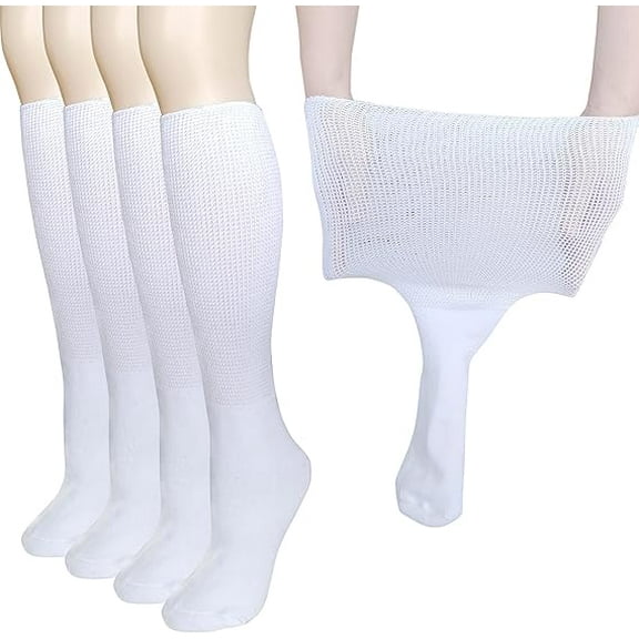 Emlimny Extra Wide Socks for Lymphedema Swollen Feet Leg, Bariatric Socks, Medical Cast Sock, Diabetic Non Binding – Oversized Neuropathy Swelling Women Men Over Calves (2 Pairs)