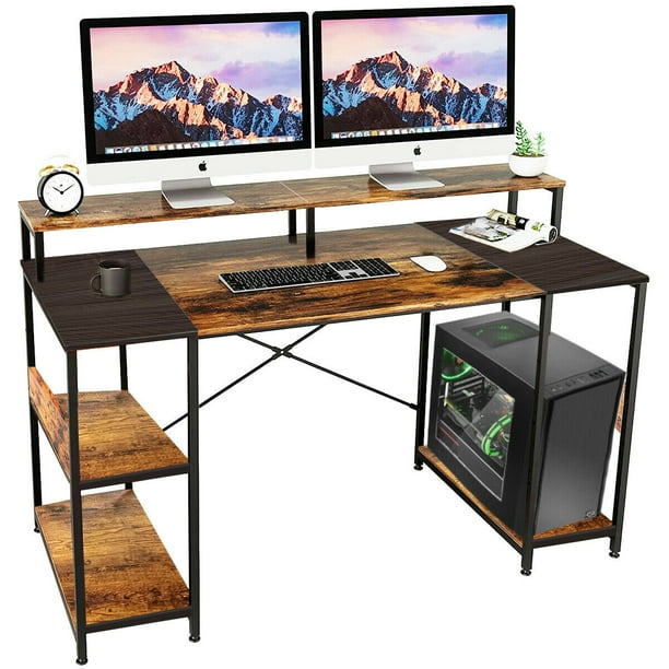 Garberiel 59" Computer Desk with Monitor Shelf , Home Office Desk for