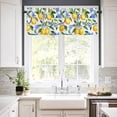 thumbnail image 3 of Vintage Lemon Kitchen Curtains and Valances Set, Watercolor Blue Flowers Rod Pocket Window Valance 18 Inch Window Curtain Panels for Living Room Bedroom Laundry, 27.5x36in, 3 Pieces, 3 of 7