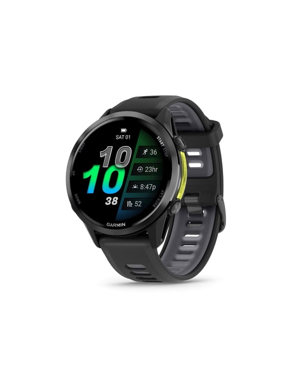 Forerunner 970, Premium GPS Running and Triathlon Smartwatch, AMOLED Display, Built-In LED Flashlight, Carbon Gray DLC Titanium with Black Case and Black/Translucent Whitestone Band