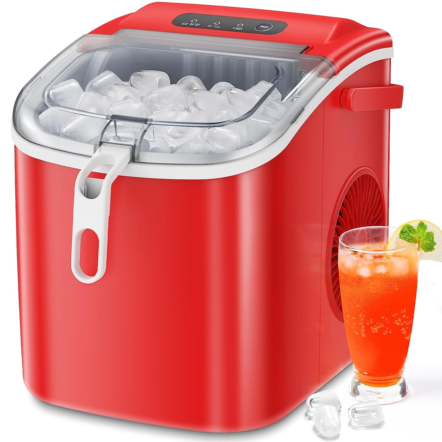 Kismile Countertop Ice Maker Portable Ice Machine, Basket Handle, Self