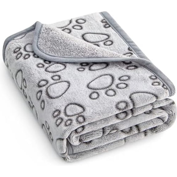Soft Washable Dog Blanket 40"x31", Grey Cat Blanket for Indoor Large Medium Small Dogs & Puppies, Pet Essentials for Crate Couch Bed