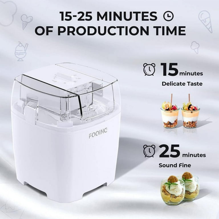 Electronic Ice Cream Makers, FOOING Homemade Ice Cream Machine 1.5 Quart  Gelato Sorbet Maker Frozen Yogurt Machine for Kids Home 