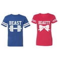 thumbnail image 1 of Old Beast Beauty Matching Couple Cotton Jerseys (Men Royal / Women Red) (Men XXL / Women XXL), 1 of 3