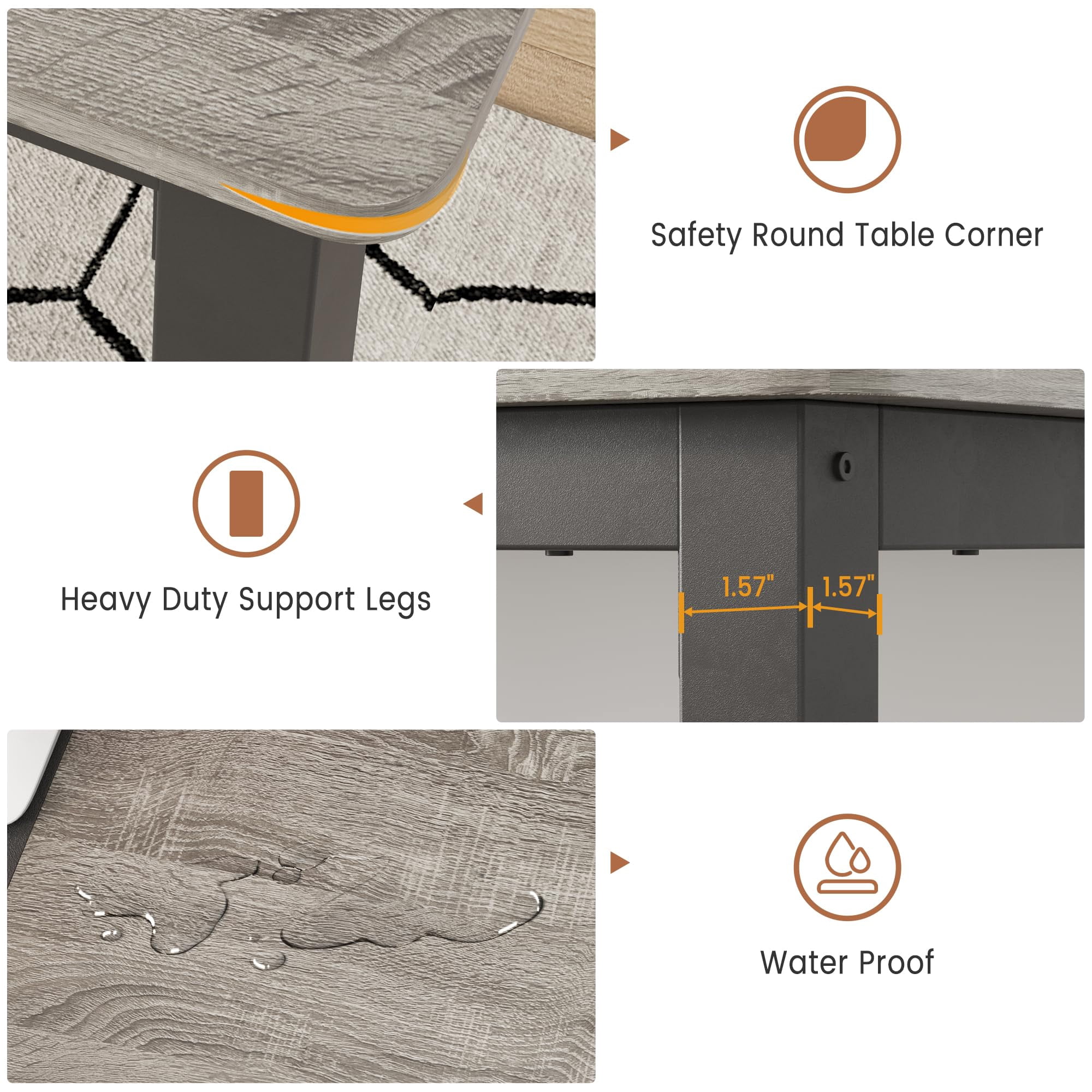 Accreate Computer Desk, Large Office Desk with Storage, Writing Desk Work Desk for Home Office, Study, Modern Simple Desk, Large Legroom, Metal Frame