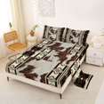 thumbnail image 2 of jejeloiu Vintage Cowhide Bed Sheets,Geometric Pattern Full Size Sheets For Boys,Brown Black,4 Pieces,1 Flat Sheet, 1 Fitted Sheet and 2 Pillowcases, 2 of 6