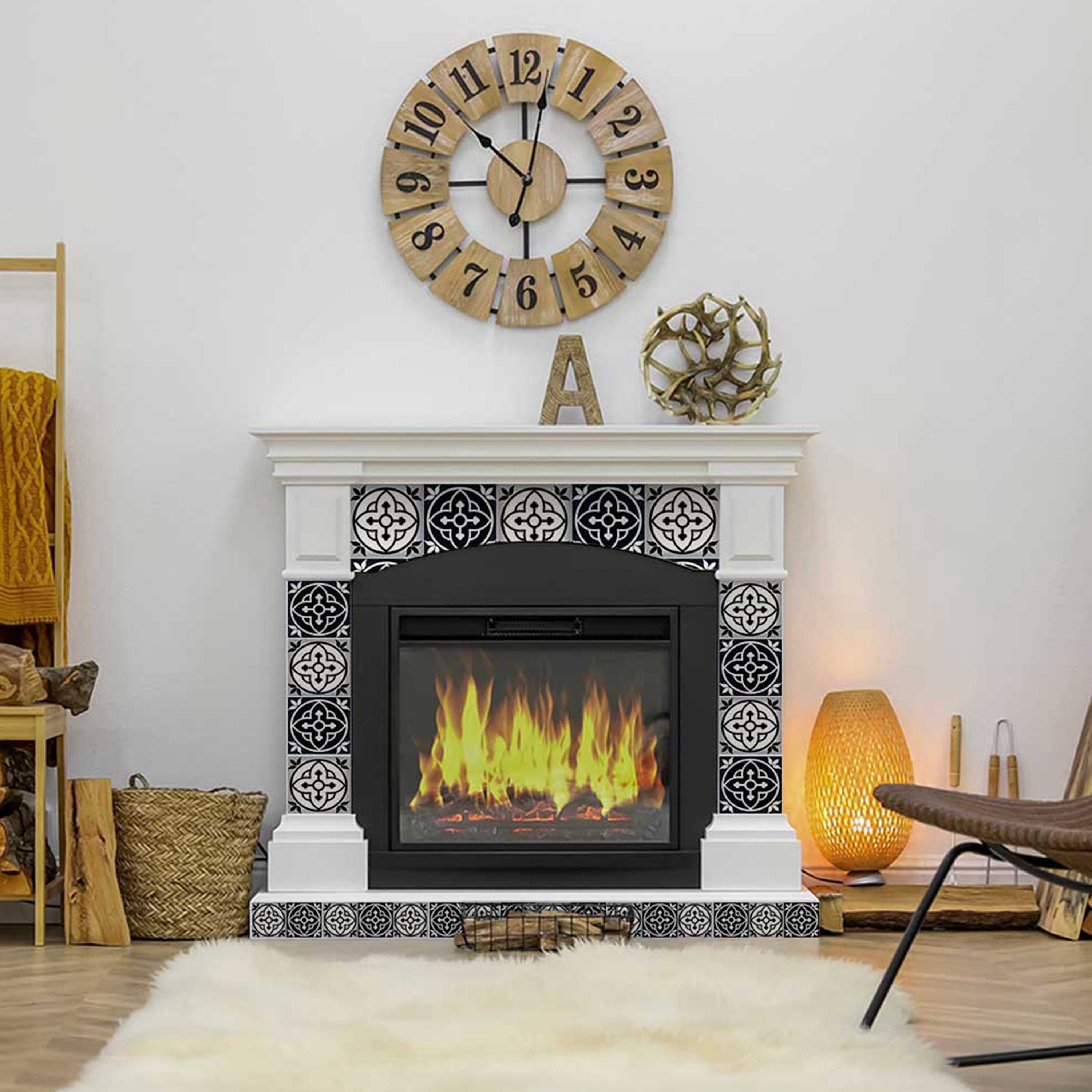 Mi Alma Black Gray Floral Peel & Stick Vinyl Backsplash Tiles 5x5, 24 pcs