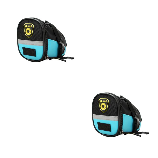 Wosthever Bolsa de almacenamiento montada en tija de sillín de bicicleta de montaña, bolsa de alforja para sillín trasero de bicicleta Azul 2piezas