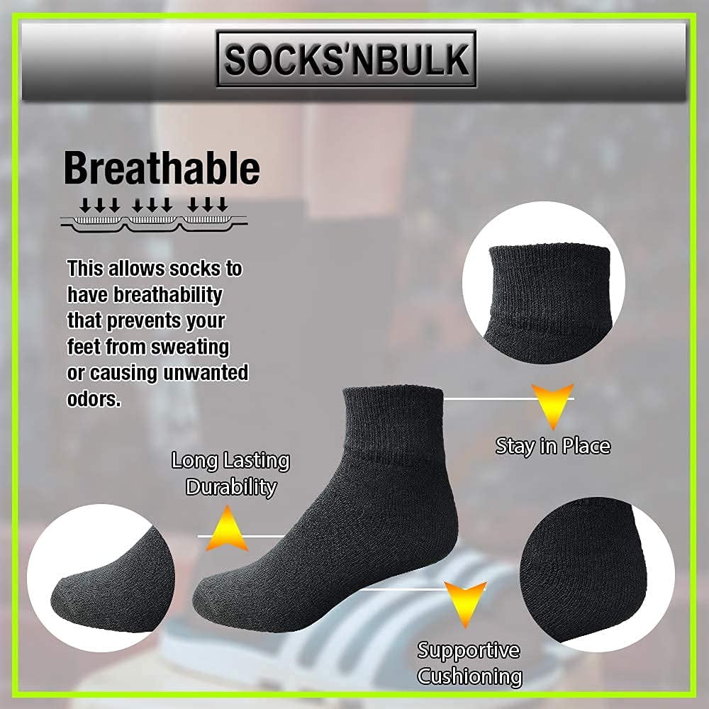 SOCKS'NBULK 60 Pairs Wholesale Bulk Sport Cotton Mens Crew, Ankle Socks, Value Deal, Size 10-13 (Mens - Black Ankle)
