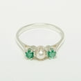 thumbnail image 2 of LBG 10k White Gold Cultured Pearl & Emerald Womens Promise Ring - Size 5.75, 2 of 6