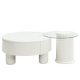 thumbnail image 5 of 2-Piece White Nesting Coffee Table Set - Round Storage Tables for Living Room (27.56" & 19.69"), 5 of 12