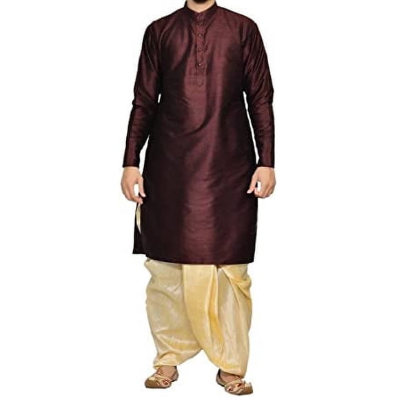 Royal Kurta Men's Cotton Kurta (012-COLA-GOLD-40_Brown_40)