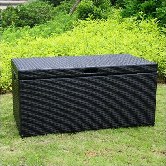 Bowery Hill Wicker Patio Storage Deck Box in Black