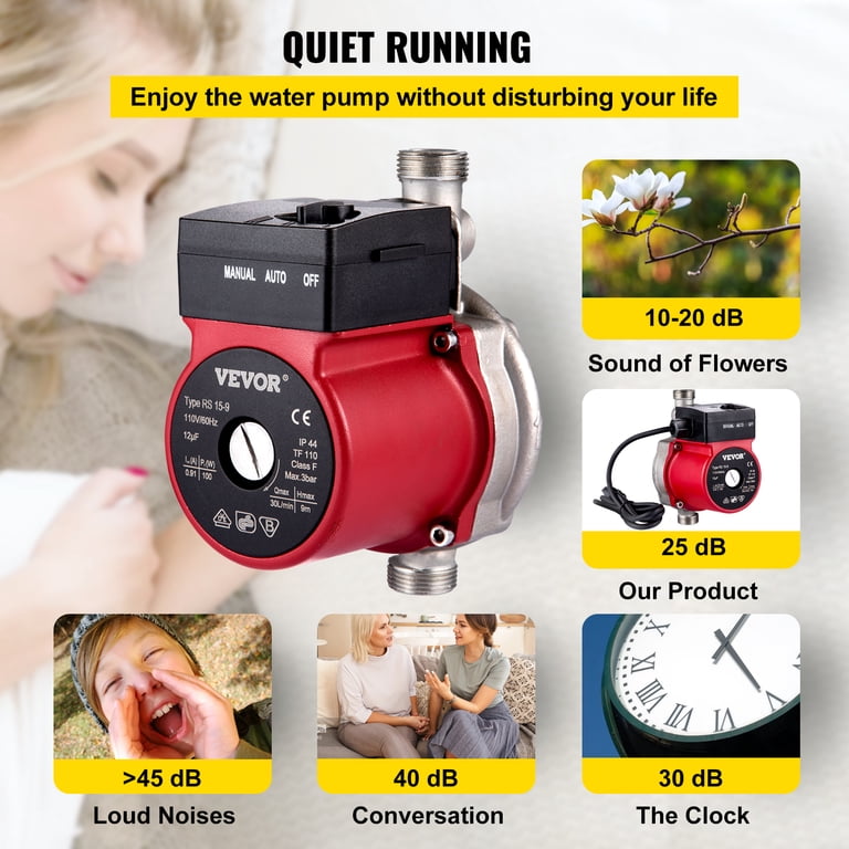 VEVOR Recirculating Pump, 120w 110v Water Circulator Pump, Automatic Start Circulating  Pump NPT 3/4 w/Brass Fittings, Stainless Steel Pump Head, Two Control Mode  for Home Electric Water Heater System - Walmart.com
