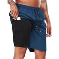 thumbnail image 3 of Cadmus Men's Swim Trunks with Compression Liner 9 Inch Inseam Mens Bathing Suit Quick Dry Beach Shorts Board Shorts,Copen Blue,M, 3 of 12