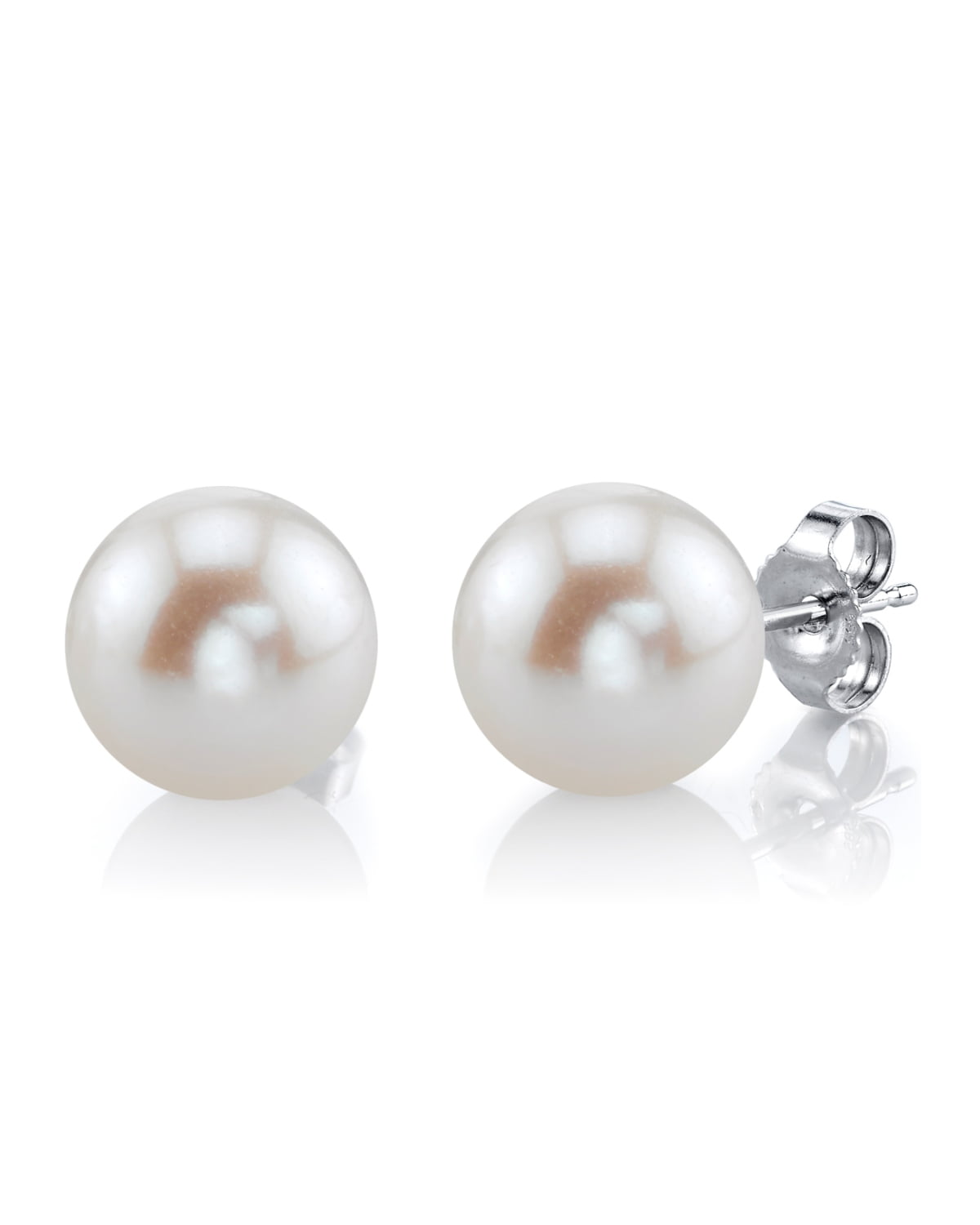 10MM AAA GENUINE WHITE PEARL STUD EARRINGS SOLID 14K YELLOW GOLD 