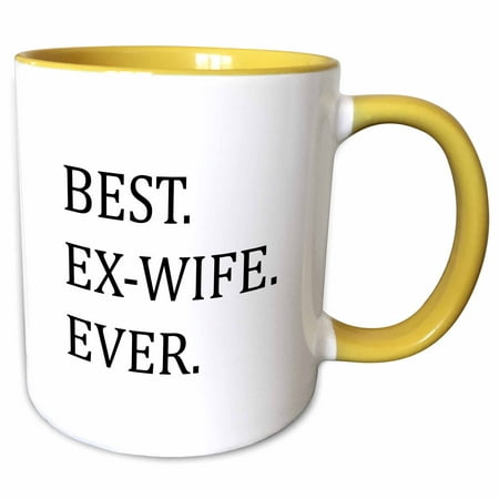 3dRose Best Ex-Wife Ever - Funny gifts for your ex - Good Term Exes - humorous humor fun - Two Tone Yellow Mug,