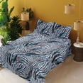 thumbnail image 2 of Ambesonne Tropical Fitted & Flat Sheet with Shams 4 Pcs Set, Exotic Foliage Stripes, King, Pale Sky Blue and Soft Pink, 2 of 5
