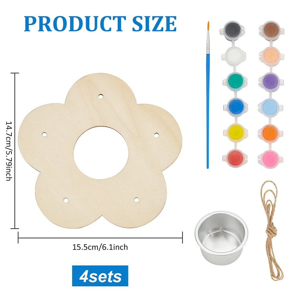 Flower DIY Wooden Bird Feeder Children's Outdoor Hanging Bird House Craft Kit Colorful 147x156x2.5mm