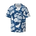 thumbnail image 2 of Lsque Rose Flowers print Men's Cuban Collar Short Sleeve Shirt Summer Beachwear Casual Button Down Fashionable Vacation Leisure Shirt-Small, 2 of 7