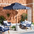 thumbnail image 2 of SAFAVIEH Outdoor Collection Venice 9-Foot Round Double Top Umbrella Navy/White, 2 of 6