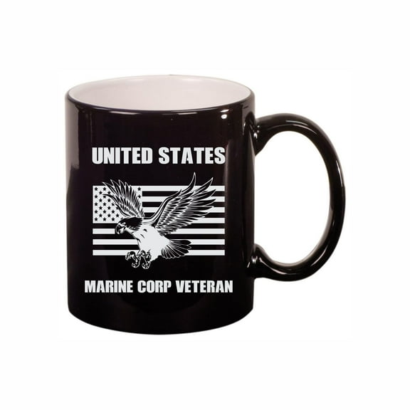 Military Themed Mugs, United States Marines Veteran 11oz Ceramic Cup Teacup with Handle, Appreciation Gifts