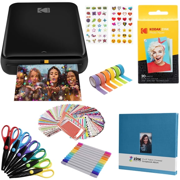 Impresora fotográfica KODAK Step Wireless de 2 x 3 pulgadas, papel zincado, negro